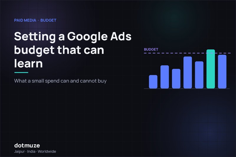 Bar chart illustration of daily ad spend against a budget ceiling, for a guide to setting a Google Ads budget for a Jaipur business