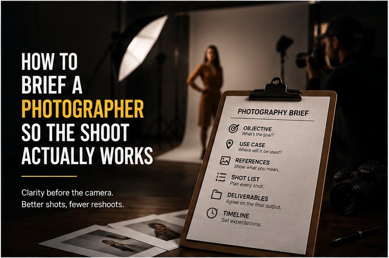 Illustration for a guide on writing a photography brief that prevents reshoots
