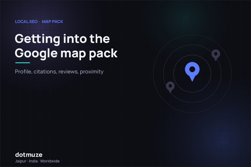 Illustration of a highlighted map pin inside search radius rings, for a guide to ranking in the Google map pack in Jaipur