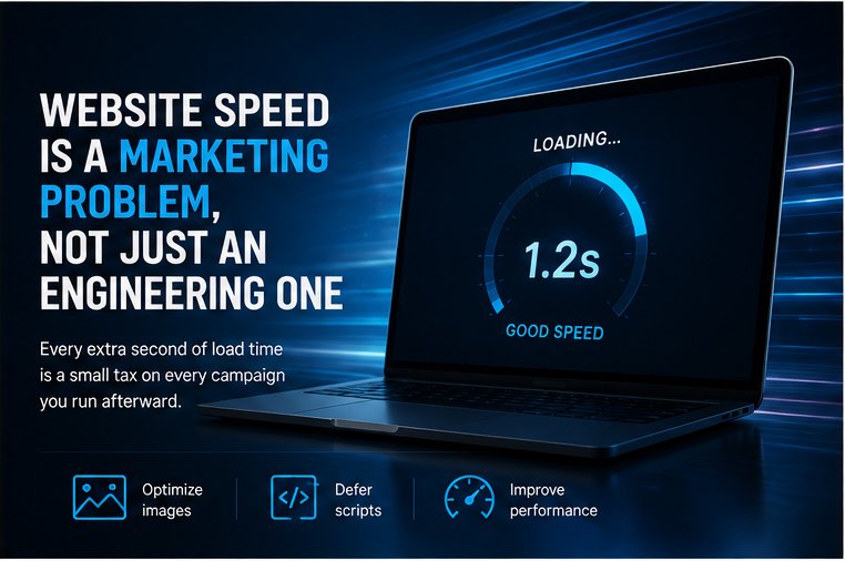 Illustration for an article on how website loading speed affects marketing performance