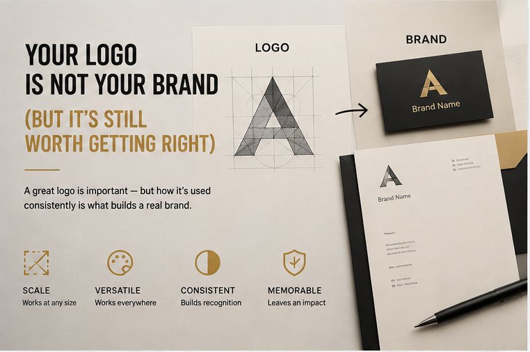 Illustration for an article on the difference between a logo and a full brand identity